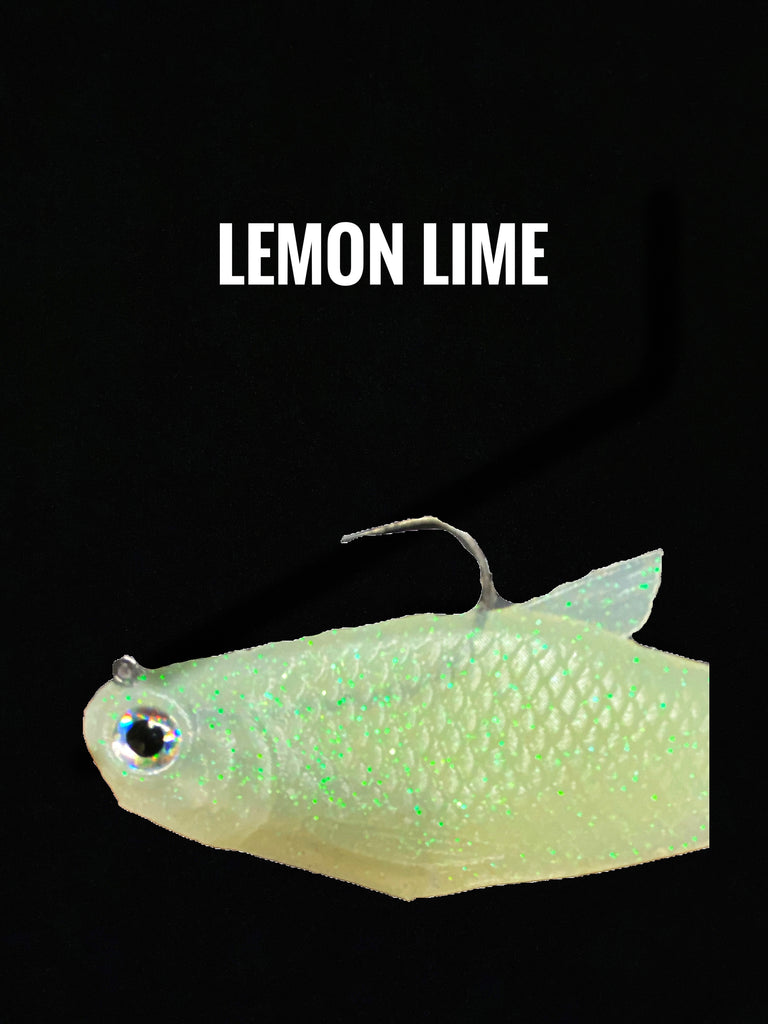 Burrito Baits Soft Silicone Shad Swimbait Lemon Lime color
