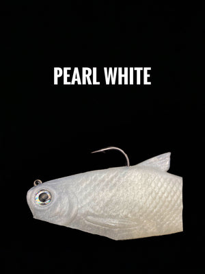 Burrito Baits Soft Silicone Shad Swimbait Pearl White color